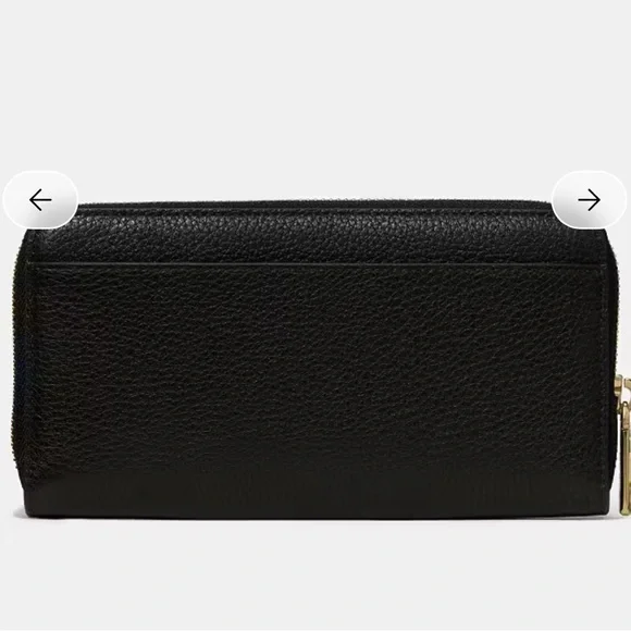 Kate Spade Black Gold Zip-Around Wallet cards wrap around coin purse - Picture 3 of 3